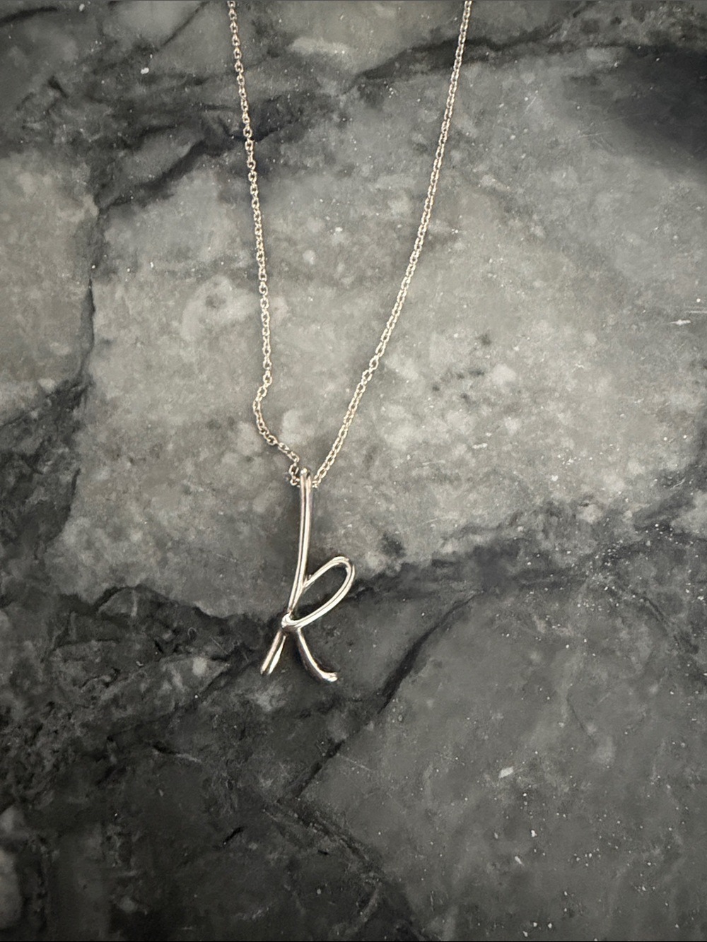 Tiffany & Co. Silver 'K' Script Initial Necklace